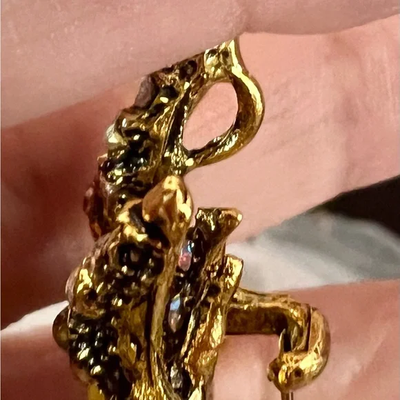 Gold and Yellow Crystal and rhinestone Spider Brooch or pendant NWT - Picture 2 of 3